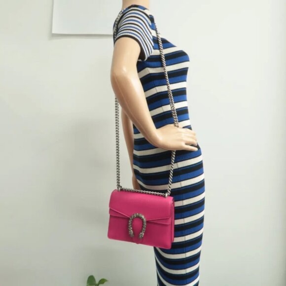 100% Authentic GUCCI Dionysus Mini Fuchsia Leather Shoulder Bag - Picture 12 of 12